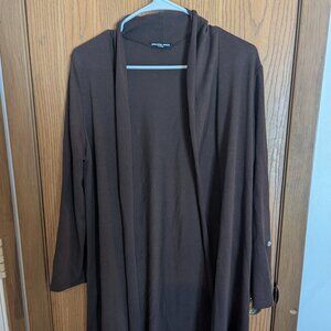 Cha Cha Vente Open Front Solid Brown Light Weight Cardigan- Women's XL